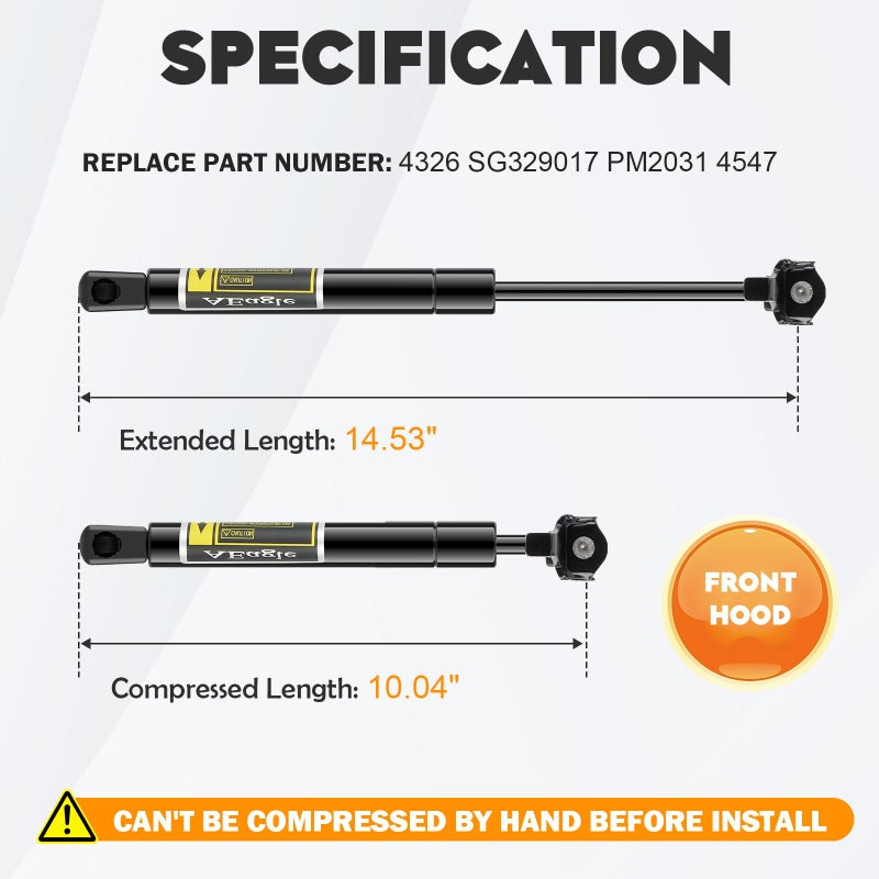 AEagle Front Hood Lift Supports Compatible with 1997-2001 Lexus ES300, 2000-2001 Toyota Camry Shocks Struts Gas Springs 4547 - Image 2